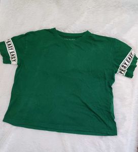 Green T-Shirt with &#34;EASY PEASY&#34; Sleeve