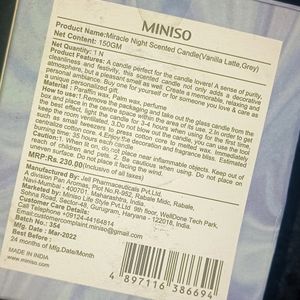 Miniso Scented Candle - Vanilla Latte 150 gm