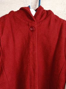 Winter Fashion Jacket Woolen Coat Hoodie Red ♥️