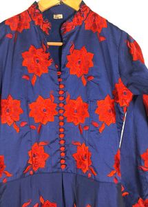 Navy Blue With Red Embroidered Gown (Women&#39;s)