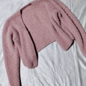 Fuzzy Pink Sweater Set
