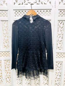 Korean Black Peplum Top C