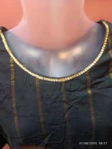 New Unused Xl Zari Stiped Black Kurta