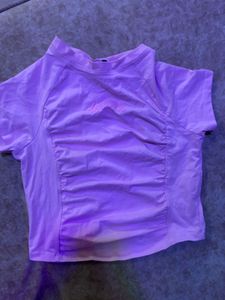 newme Pink Ruched Crop Top
