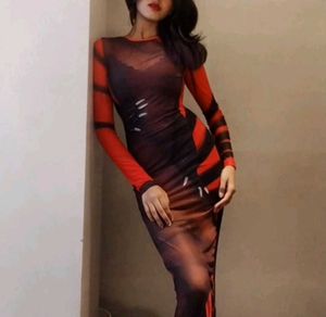 Red And Black Bodycon Maxi Dress🍒