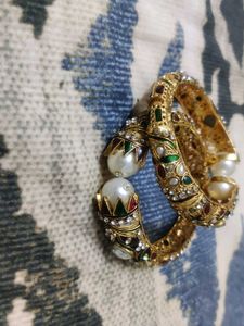 Pearl &amp; Stone Bangles (Set of 2)