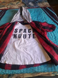 Red &amp; Black Plaid Hooded Shirt