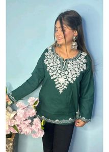 Cute Embroidery Short Kurtis