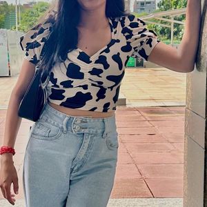 Cow Print Crop Top