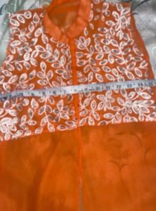 Orange transparency Net Kurti