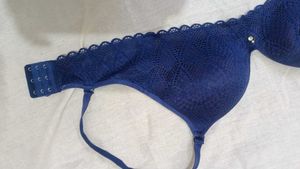 Navy Blue Padded Net Bra
