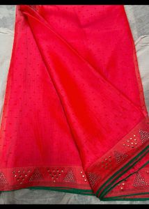 Red Orangish Saree Without Blouse