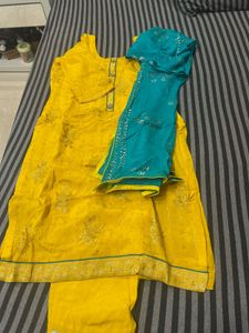 Yellow & Blue Kurta Set