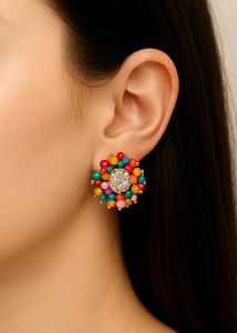 Colorful Beaded Statement Earrings