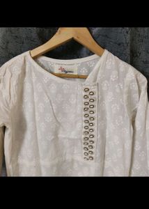 White Floral Kurta