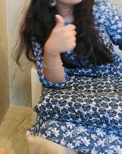 Blue Floral Print Kurta