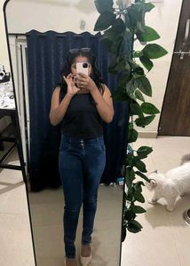 low rise blue skinny jeans