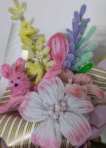 Pipe Cleaner Flower Bouquet with Bunny