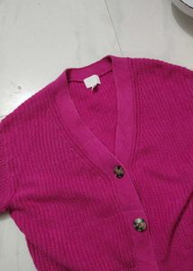 Hot Pink Button-Down Cardigan