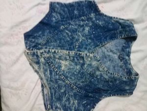 Acid Wash Denim Top - Size L