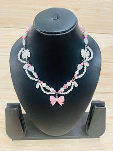 Cute Pink Bow Necklace