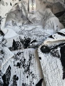 Black and White Floral Camp Shirt - Medium