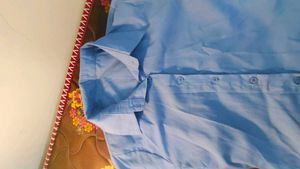 Blue waist snatched shirt