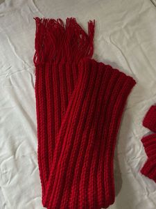Red crochet mikasa Scarf with