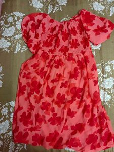 Red Floral Off-Shoulder Dress