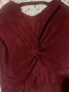 Burgundy Knotted Back Sweater