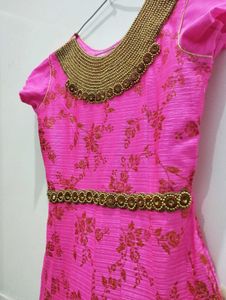 (3 Piece) 🎀Pink Floral Wedding Long Gown Set. 🌸