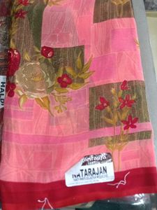 Pink Floral Print Ramrasiya Saree