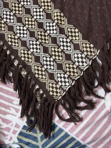 Brown Knit Fringe Poncho