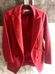 Red Double-Breasted Blazer