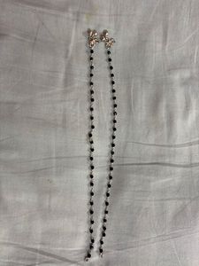 Silver Anklets with Black Beads