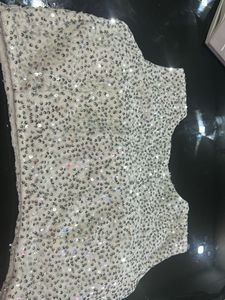 Not Used Sequined Blouse With Attached Sleeves