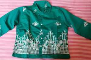 Green Embroidered Top