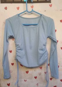 Cute Light Blue Long Sleeve Top