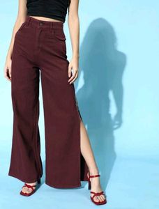 Burgundy Slit Leg Pant
