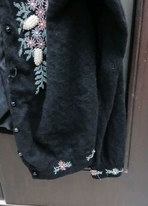 Embroidered Black Cardigan - M Size