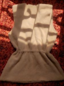 Cream Fuzzy Vest with Tie