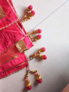 Heavy Net Dupatta With 4 Side Lace And Hangings