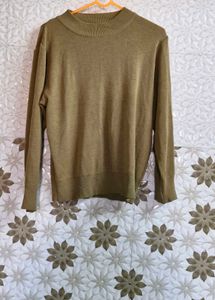 Solid High Neck Casual Top Wear