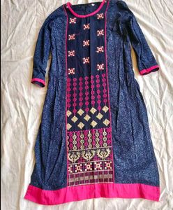 Blue Embroidered Kurti