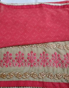 Raddish Red Embroidery Work Saree with Blouse