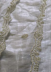 Elegant White &amp; Gold Embellished Kurta