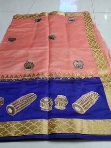 Dailywear Orange Blue Saree