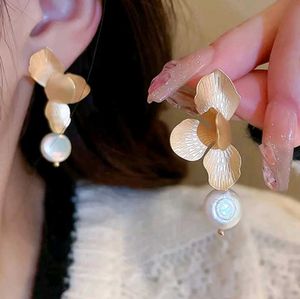 Flower With Pearl Anti Tarnish Earrings