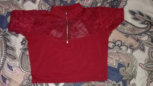 Red slip on blouse