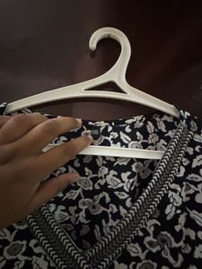 V Neck Black Short Kurti